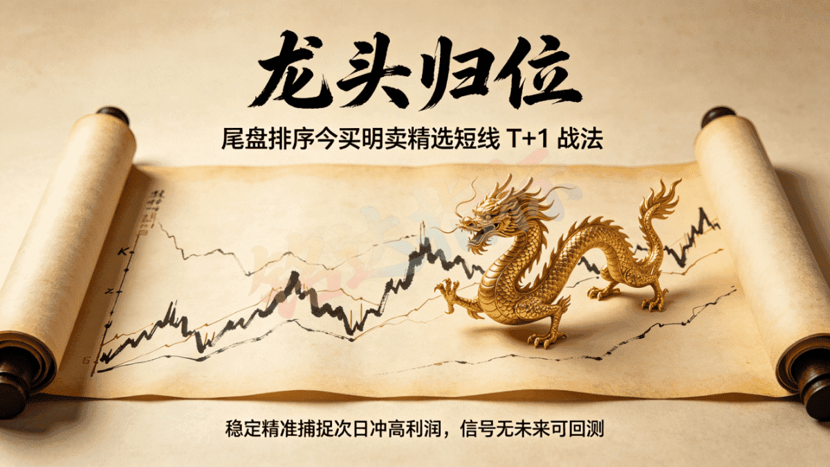 【龙头归位】尾盘排序今买明卖精选短线 T+1 战法,稳定精准捕捉次日冲高利润,信号无未来可回测